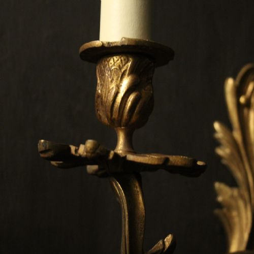 FRENCH PAIR OF BRONZE ANTIQUE WALL SCONCES - ADDITIONAL PHOTO 8