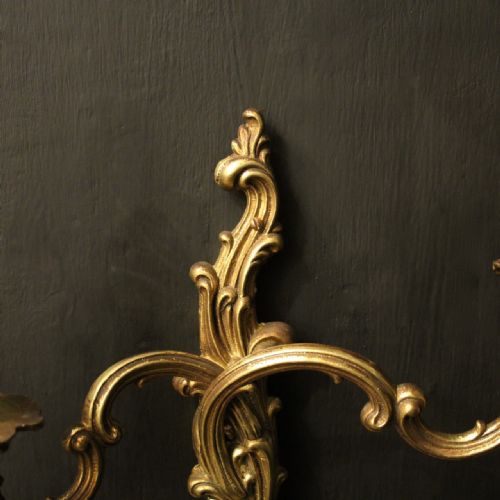 FRENCH SET OF 4 GILDED TWIN ARM WALL LIGHTS - ADDITIONAL PHOTO 4