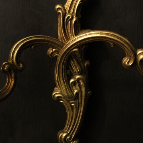 FRENCH SET OF 4 GILDED TWIN ARM WALL LIGHTS - ADDITIONAL PHOTO 5