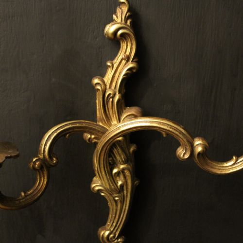 FRENCH SET OF 4 GILDED TWIN ARM WALL LIGHTS - ADDITIONAL PHOTO 6