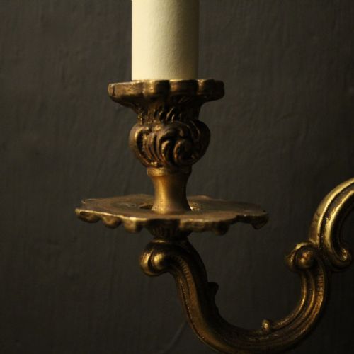 FRENCH SET OF 4 GILDED TWIN ARM WALL LIGHTS - ADDITIONAL PHOTO 7
