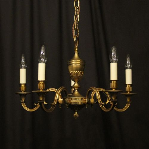 french gilded bronze 5 light chandelier - CATEGORY: ANTIQUE LIGHTING - DATED 1930