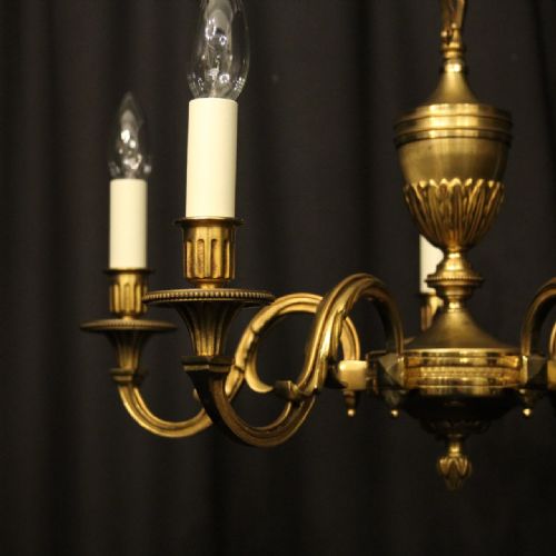 FRENCH GILDED BRONZE 5 LIGHT CHANDELIER - ADDITIONAL PHOTO 1