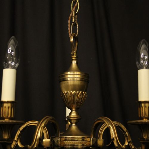 FRENCH GILDED BRONZE 5 LIGHT CHANDELIER - ADDITIONAL PHOTO 3