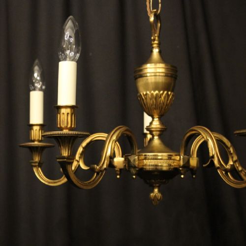 FRENCH GILDED BRONZE 5 LIGHT CHANDELIER - ADDITIONAL PHOTO 4