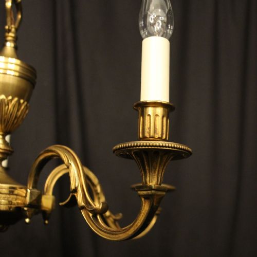FRENCH GILDED BRONZE 5 LIGHT CHANDELIER - ADDITIONAL PHOTO 5