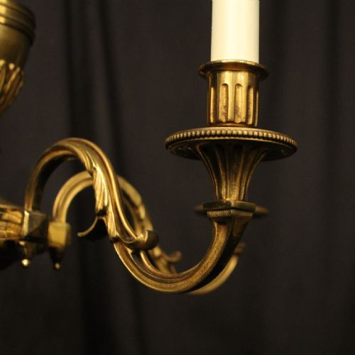 FRENCH GILDED BRONZE 5 LIGHT CHANDELIER - ADDITIONAL PHOTO 6