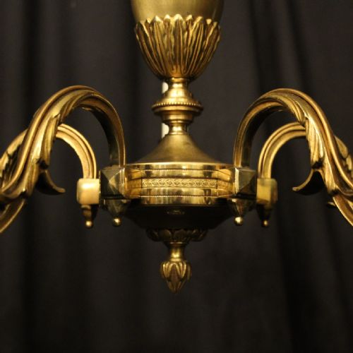 FRENCH GILDED BRONZE 5 LIGHT CHANDELIER - ADDITIONAL PHOTO 7