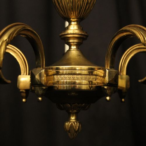 FRENCH GILDED BRONZE 5 LIGHT CHANDELIER - ADDITIONAL PHOTO 8