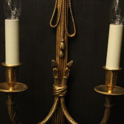 FRENCH PAIR OF GILDED TWIN ARM WALL LIGHTS - ADDITIONAL PHOTO 5