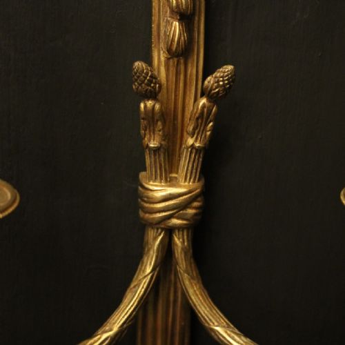 FRENCH PAIR OF GILDED TWIN ARM WALL LIGHTS - ADDITIONAL PHOTO 9