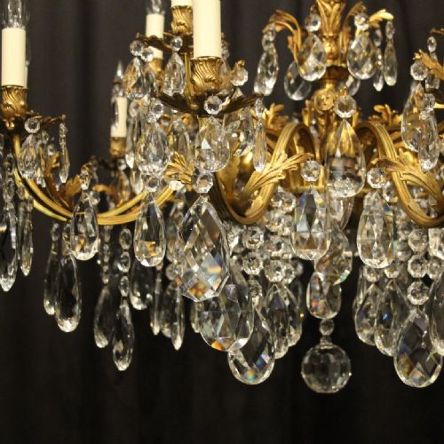 ITALIAN GILDED BRONZE CRYSTAL 20 LIGHT ANTIQUE CHANDELIER - ADDITIONAL PHOTO 4