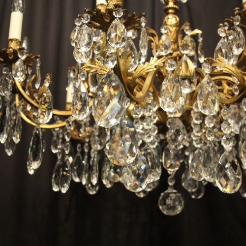 ITALIAN GILDED BRONZE CRYSTAL 20 LIGHT ANTIQUE CHANDELIER - ADDITIONAL PHOTO 6