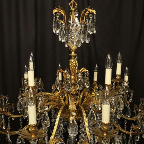 ITALIAN GILDED BRONZE CRYSTAL 20 LIGHT ANTIQUE CHANDELIER - ADDITIONAL PHOTO 7