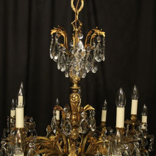 ITALIAN GILDED BRONZE CRYSTAL 20 LIGHT ANTIQUE CHANDELIER - ADDITIONAL PHOTO 8