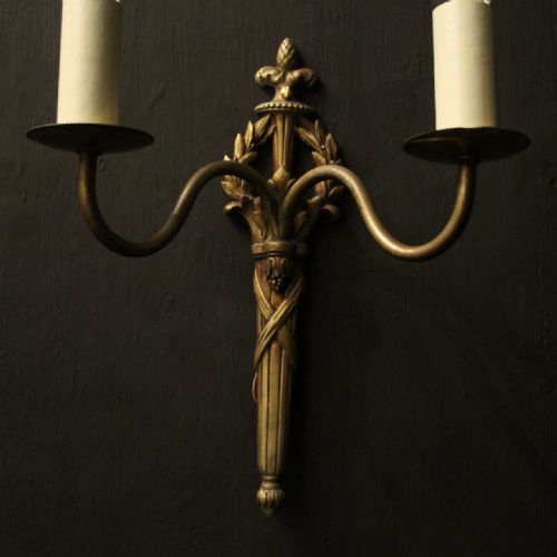 FRENCH SET OF 6 TWIN ARM ANTIQUE WALL LIGHTS - ADDITIONAL PHOTO 1