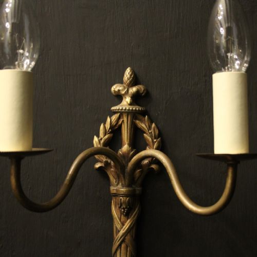 FRENCH SET OF 6 TWIN ARM ANTIQUE WALL LIGHTS - ADDITIONAL PHOTO 2
