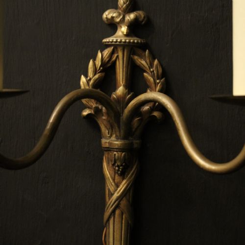 FRENCH SET OF 6 TWIN ARM ANTIQUE WALL LIGHTS - ADDITIONAL PHOTO 4