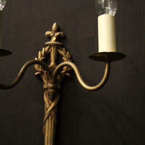 FRENCH SET OF 6 TWIN ARM ANTIQUE WALL LIGHTS - ADDITIONAL PHOTO 7