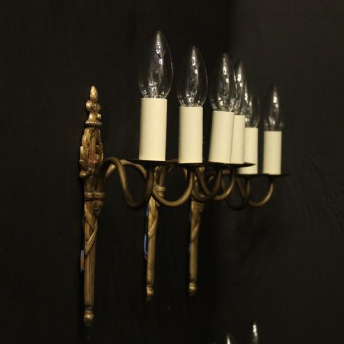 FRENCH SET OF 6 TWIN ARM ANTIQUE WALL LIGHTS - ADDITIONAL PHOTO 8
