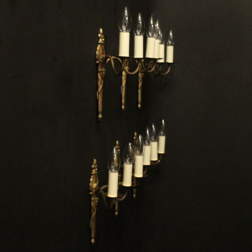 FRENCH SET OF 6 TWIN ARM ANTIQUE WALL LIGHTS - ADDITIONAL PHOTO 9