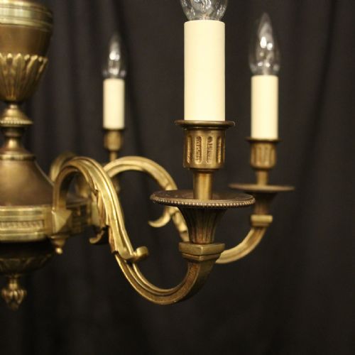 FRENCH BRONZE 6 LIGHT ANTIQUE CHANDELIER - ADDITIONAL PHOTO 2