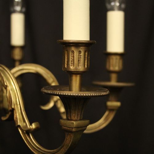 FRENCH BRONZE 6 LIGHT ANTIQUE CHANDELIER - ADDITIONAL PHOTO 3