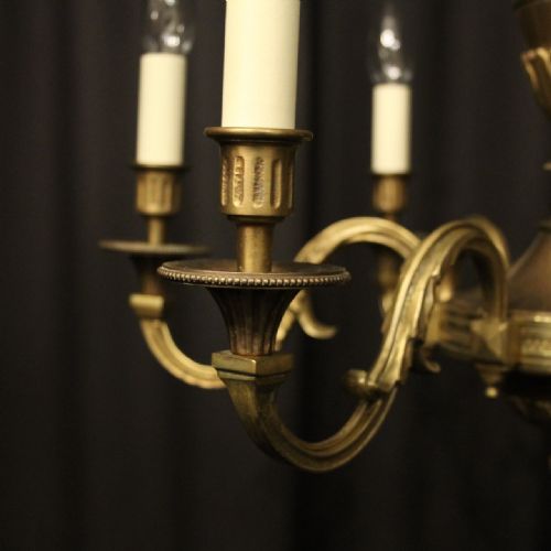 FRENCH BRONZE 6 LIGHT ANTIQUE CHANDELIER - ADDITIONAL PHOTO 4