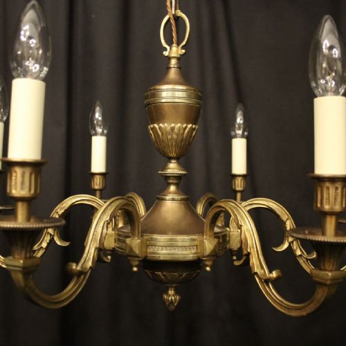 FRENCH BRONZE 6 LIGHT ANTIQUE CHANDELIER - ADDITIONAL PHOTO 6