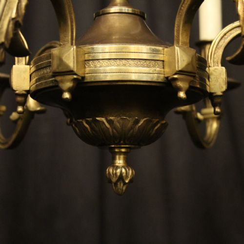 FRENCH BRONZE 6 LIGHT ANTIQUE CHANDELIER - ADDITIONAL PHOTO 8
