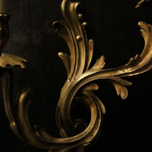 FRENCH PAIR OF BRONZE ANTIQUE WALL SCONCES - ADDITIONAL PHOTO 8