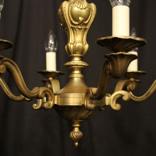 FRENCH GILDED BRONZE 6 LIGHT ANTIQUE CHANDELIER - ADDITIONAL PHOTO 1