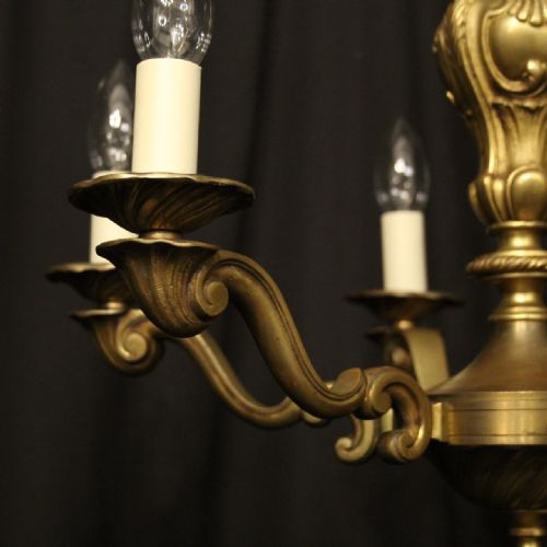 FRENCH GILDED BRONZE 6 LIGHT ANTIQUE CHANDELIER - ADDITIONAL PHOTO 5
