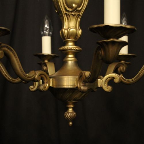FRENCH GILDED BRONZE 6 LIGHT ANTIQUE CHANDELIER - ADDITIONAL PHOTO 8