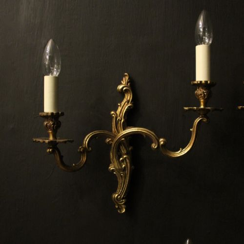 FRENCH SET OF 4 GILDED TWIN ARM WALL LIGHTS - ADDITIONAL PHOTO 1
