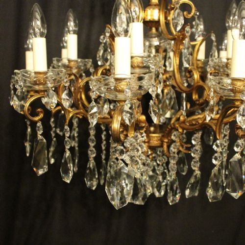 ITALIAN GILDED CRYSTAL 16 LIGHT ANTIQUE CHANDELIER - ADDITIONAL PHOTO 2