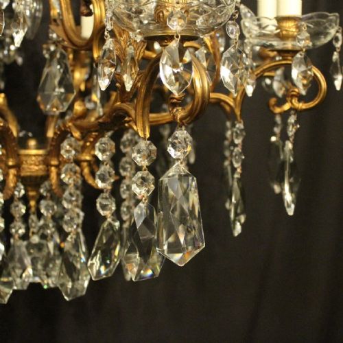 ITALIAN GILDED CRYSTAL 16 LIGHT ANTIQUE CHANDELIER - ADDITIONAL PHOTO 3