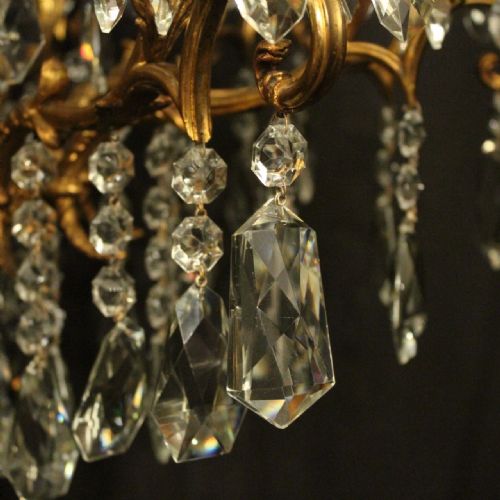 ITALIAN GILDED CRYSTAL 16 LIGHT ANTIQUE CHANDELIER - ADDITIONAL PHOTO 4
