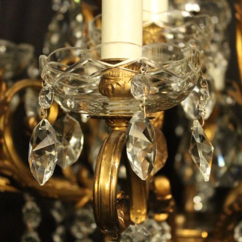 ITALIAN GILDED CRYSTAL 16 LIGHT ANTIQUE CHANDELIER - ADDITIONAL PHOTO 5