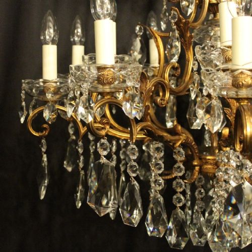 ITALIAN GILDED CRYSTAL 16 LIGHT ANTIQUE CHANDELIER - ADDITIONAL PHOTO 7