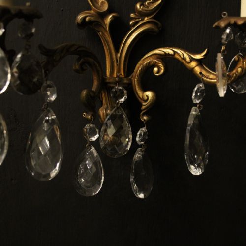 FRENCH SET OF 4 GILDED TWIN ARM ANTIQUE WALL LIGHTS - ADDITIONAL PHOTO 4