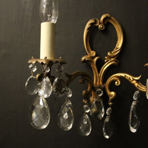 FRENCH SET OF 4 GILDED TWIN ARM ANTIQUE WALL LIGHTS - ADDITIONAL PHOTO 6