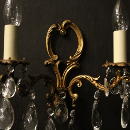 FRENCH SET OF 4 GILDED TWIN ARM ANTIQUE WALL LIGHTS - ADDITIONAL PHOTO 8