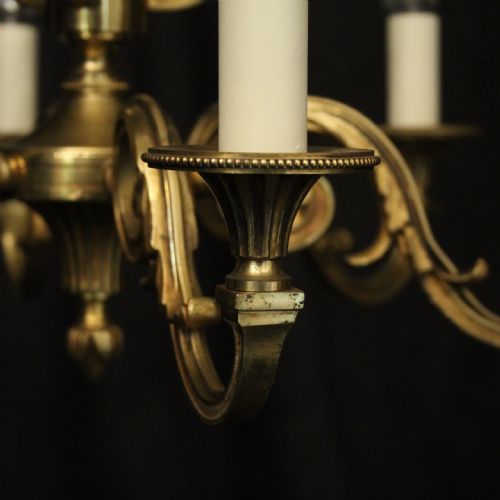 FRENCH GILDED BRASS 6 LIGHT CHANDELIER - ADDITIONAL PHOTO 2