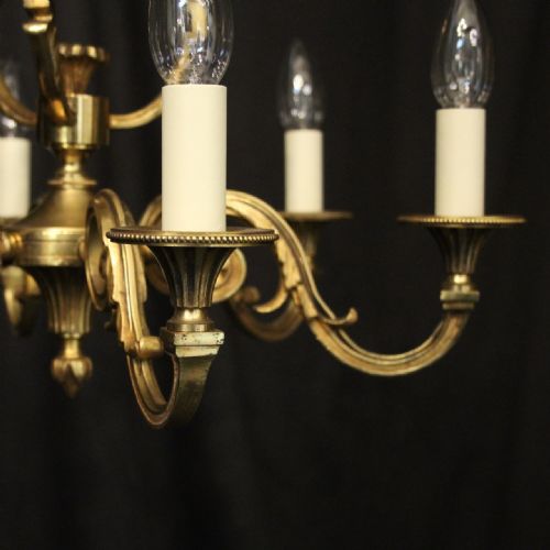 FRENCH GILDED BRASS 6 LIGHT CHANDELIER - ADDITIONAL PHOTO 3