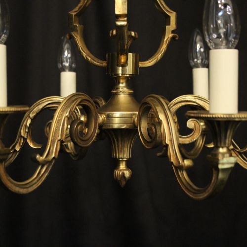FRENCH GILDED BRASS 6 LIGHT CHANDELIER - ADDITIONAL PHOTO 6