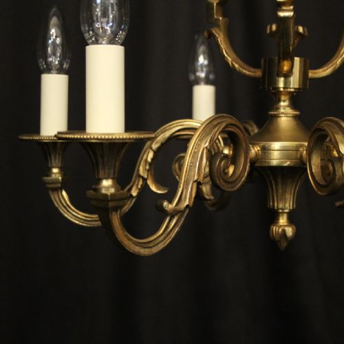 FRENCH GILDED BRASS 6 LIGHT CHANDELIER - ADDITIONAL PHOTO 7