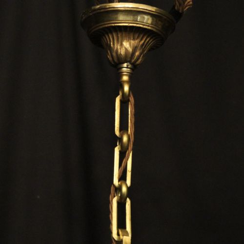 FRENCH GILDED BRASS 6 LIGHT CHANDELIER - ADDITIONAL PHOTO 9