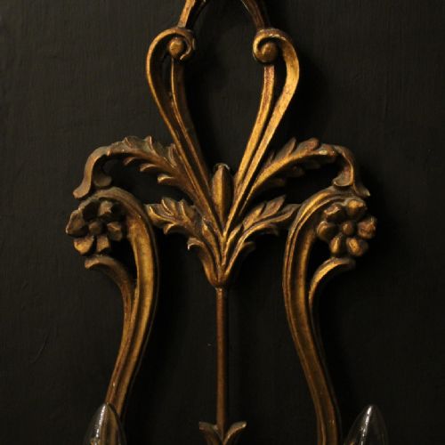 ITALIAN PAIR GILTWOOD TWIN ARM WALL LIGHTS - ADDITIONAL PHOTO 2