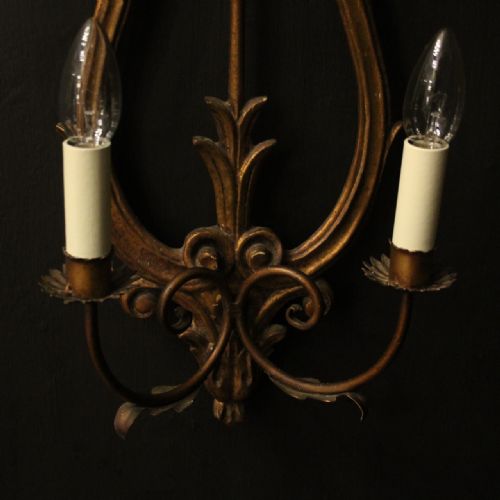ITALIAN PAIR GILTWOOD TWIN ARM WALL LIGHTS - ADDITIONAL PHOTO 5